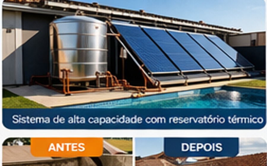Área de banho com aquecimento solar